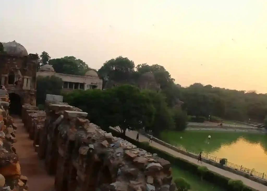 Hauz Khas Fort Delhi Garden view during sunset
