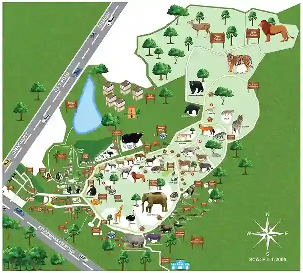 Vandalur Zoo Chennai Map