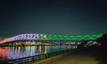 Night View of Foot Over Bridge at Sabarmati Riverfront