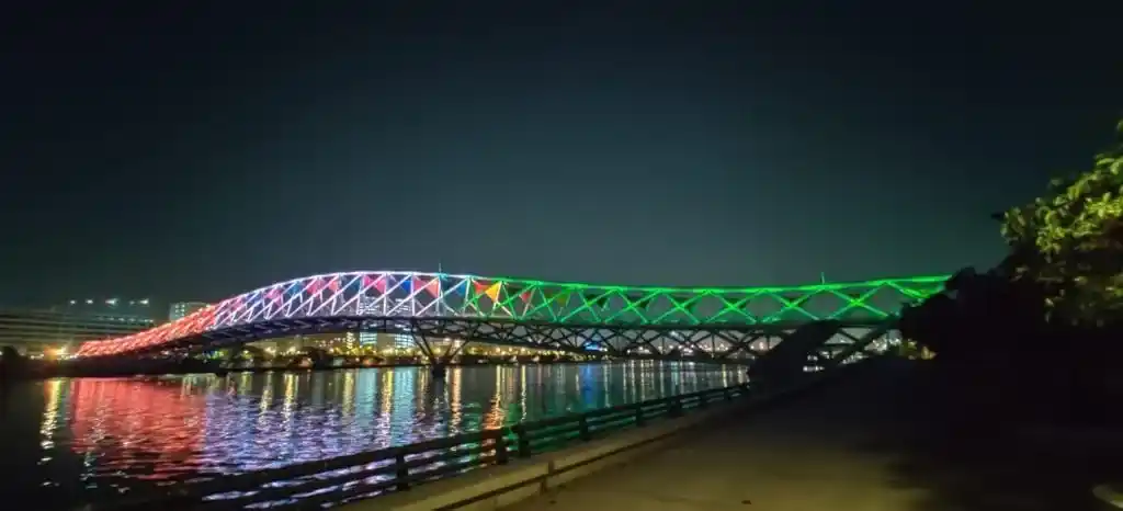 Night View of Foot Over Bridge at Sabarmati Riverfront